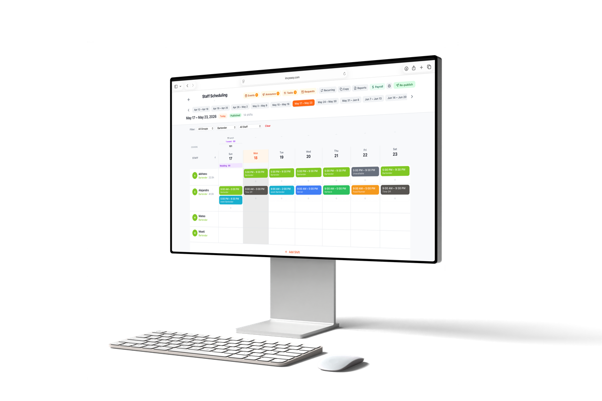 InvyEasy web scheduling dashboard